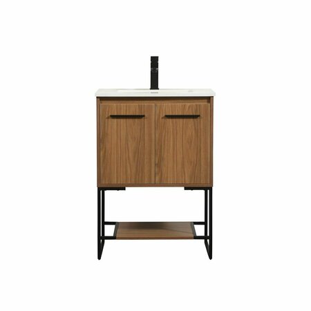 CONVENIENCE CONCEPTS 24 in. Single Bathroom Vanity, Walnut Brown HI2224545